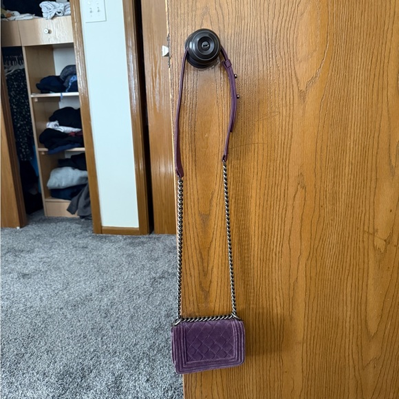 Chanel Quilted Velvet Mini Boy Flap Bag in Deep Purple - Picture 8 of 8